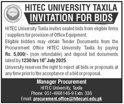 HITEC University Taxila Tender Notice